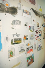 Amanda Lechner Installation Images Graphite,Gouache on Paper, Polymer Clay, Gar Fish