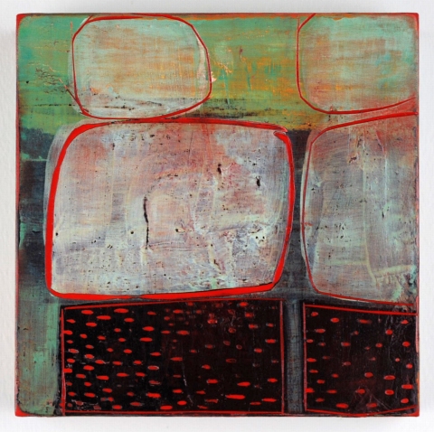  100 Six Inch Panels acrylic, ink, carving on birch