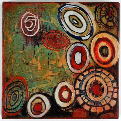BARBARA GILHOOLY 2011 acrylic, ink, carving on birch