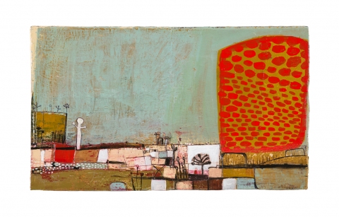  Urban Patterns & Layered Discs Acrylic, enamel, ink, carving on panel