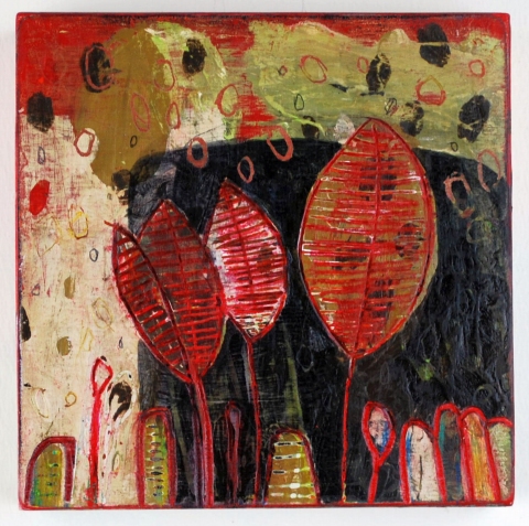  100 Six Inch Panels acrylic, carving on birch panel