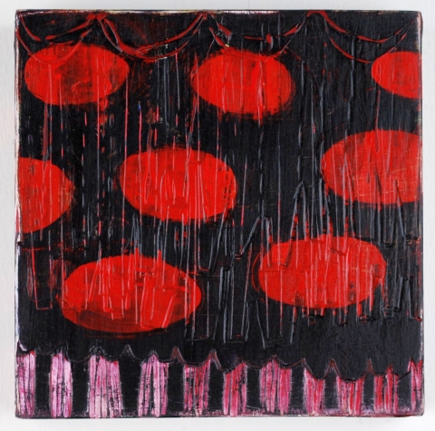  100 Six Inch Panels acrylic & carving on birch