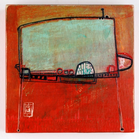  100 Six Inch Panels acrylic, pencil, carving on birch
