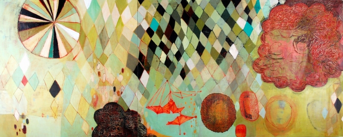 BARBARA GILHOOLY 2011 acrylic, mixed media, carving on birch panel