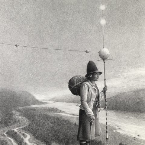 Will Be Snaring Meteorites - And await the magnetic blitz Will Be Snaring Meteorites graphite on paper