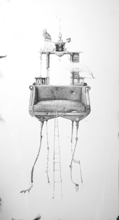Napoleon's Throne Narcissistic Excess Ballpoint on wall