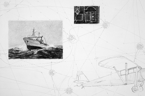 Detail: You don’t just spontaneously decide to forge the existence of whales. No, one has to plan these things Narwhal Hoax Drawings graphite on paper