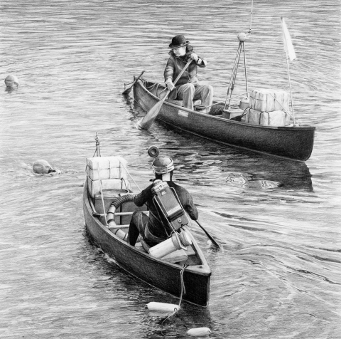They claimed that the Narwhal Sonar Buoys attracted the leviathans with expediency Narwhal Hoax Drawings graphite on paper