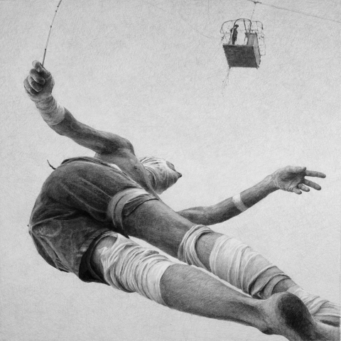 Release point adjusted down to 165th rotation Zero Sum Pilot Drawings graphite on paper
