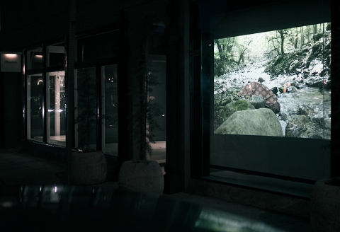Street view of "Rural Myths" video at Obsolete in Venice, CA Installation Views