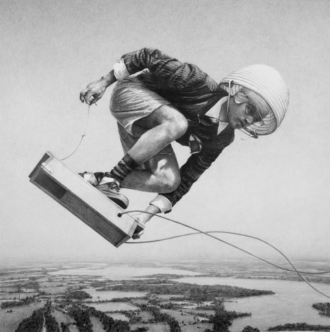 Sled is responsive, soft landing in doubt Zero Sum Pilot Drawings graphite on paper