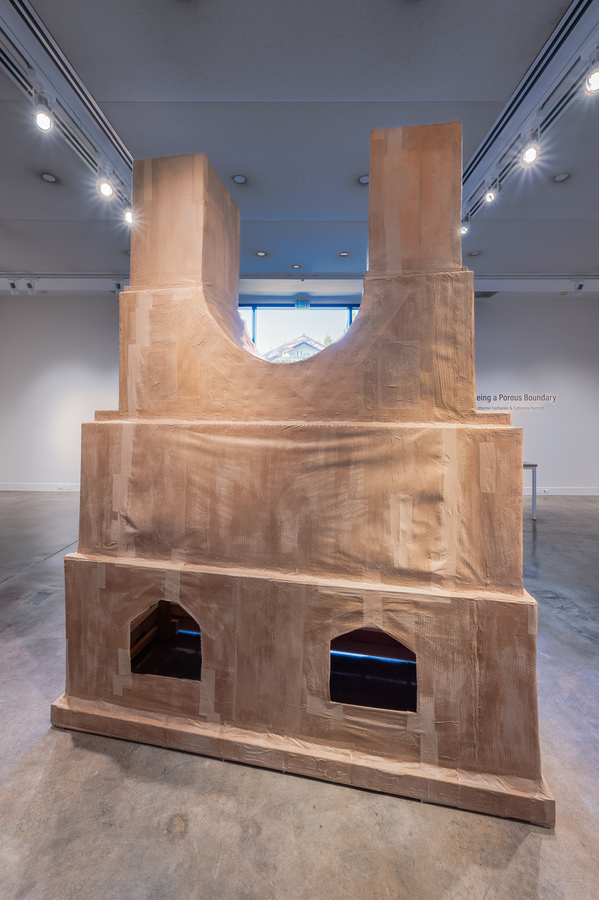 Chimney Sculpture, 8 C A T H E R I N E F A I R B A N K S On Being a Porous Boundary Wood, steel lathe, craft paper, wheatpaste