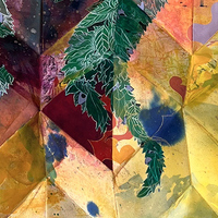  painting Acrylic, sumi ink, collage on folded paper