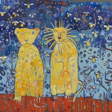 kathy beynette friends oil on board