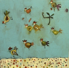 kathy beynette animals oil on board