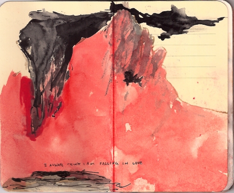 Desire Lines books. ink, watercolor, and collage on paper