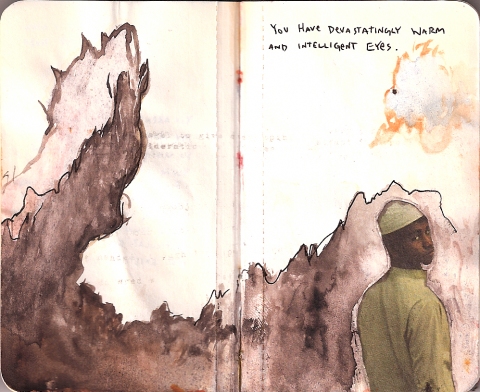 Desire Lines books. ink, watercolor, and collage on paper