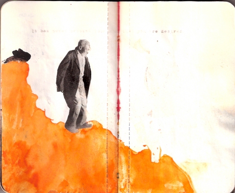 Desire Lines books. ink, watercolor, and collage on paper