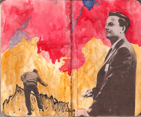 Desire Lines books. ink, watercolor, and collage on paper