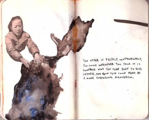 Desire Lines books. ink, watercolor, and collage on paper