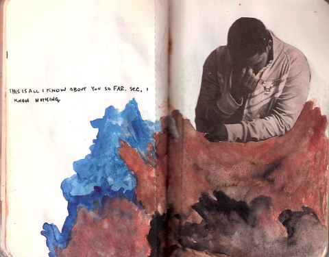 Desire Lines books. ink, watercolor, and collage on paper