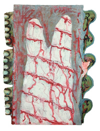  repro paintings oil, acrylic, ink, modeling paste, glue on repro mounted on wood