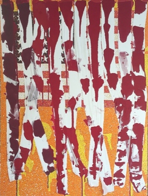 MARC LEAVITT Flag Series Acrylic and Bandages on Canvas 