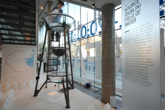 MARY COBLE SOURCE (DUBLIN): FIELD OF WATER 2011 Installation includes purifying water fountain, 100 water containers collected by the Dublin community and a hand drawn map of Dublin.