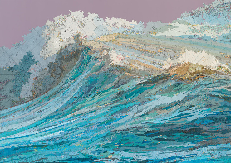 Matthew Cusick Map Works Inlaid maps, acrylic, on panel