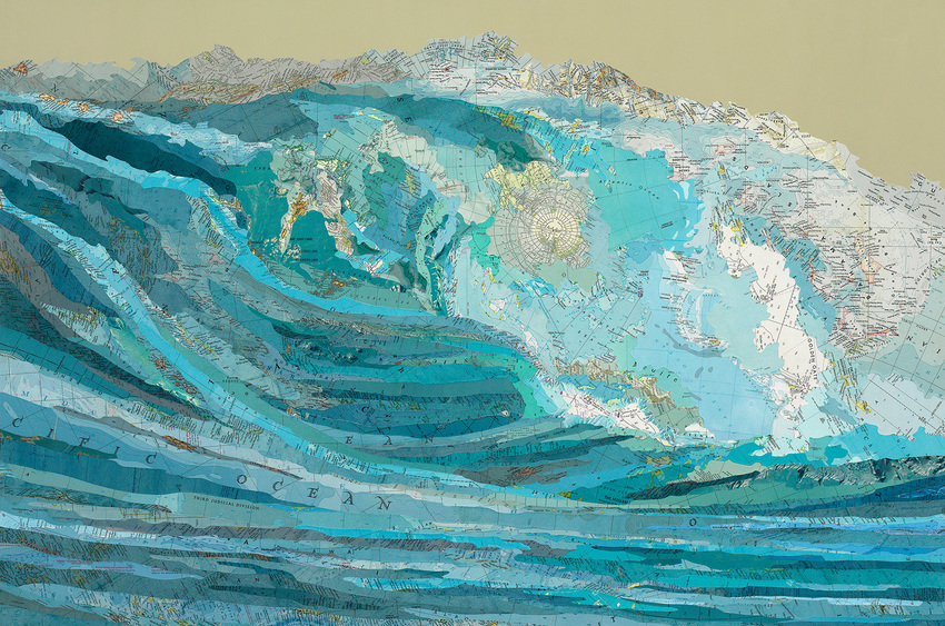 Matthew Cusick Map Works Inlaid maps, acrylic, on panel