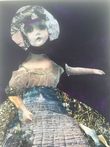 Meg Tweedy Studio Playing with Dolls  paper collage and acrylic 