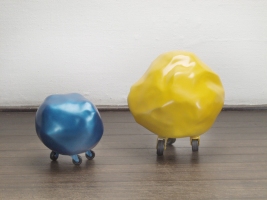 MiYoung Sohn Rocks resin, foam, paint, casters