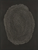 MiYoung Sohn Straight Pins straight pins, india ink, corkboard