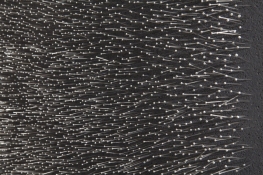 MiYoung Sohn Straight Pins straight pins, india ink, corkboard