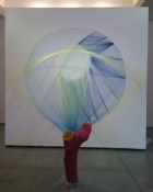 Yelizaveta Nersesova Installations  thread, painted wood, coat hanger