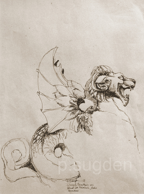 Philip Sugden, Artist Travel Journal Sketches Sepia Ink on Paper