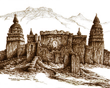Philip Sugden, Artist Location Drawings Sepia Ink on Paper