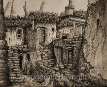 Philip Sugden, Artist Location Drawings Sepia Ink on Paper