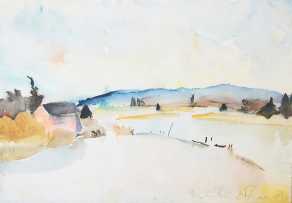 PHYLLIS HIRSCHBERG  LAND AND SEA watercolor on paper