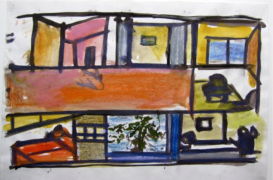 Robert G. Edelman  artist/curator/writer         Interiors (recent) ink, charcoal, watercolor, pastel on paper