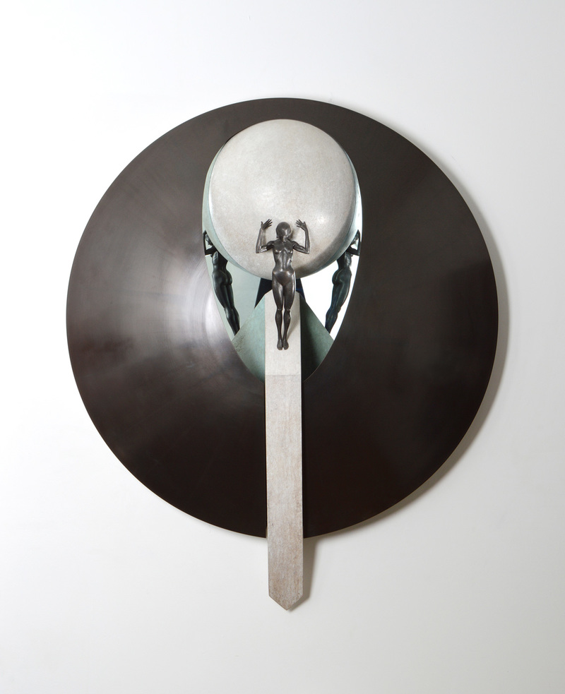 Luna Commissioned Bronze, concrete, mirror, aluminum