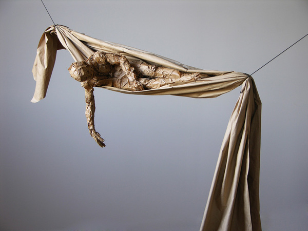 Draped Figure Papier Machinations Paper, resin, beeswax