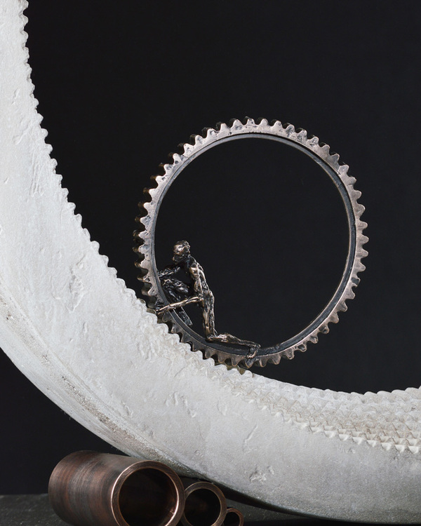 Sisyphus (maquette, detail) Writ Small Bronze, concrete