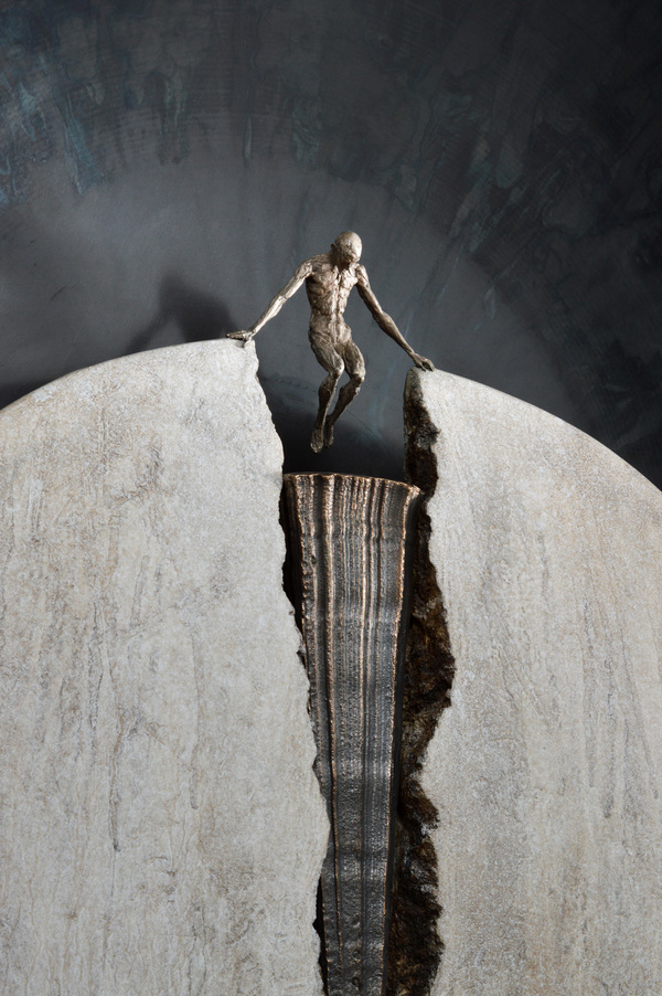 Corpus Callosum (detail) Writ Small Bronze, steel, concrete