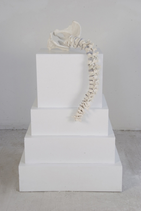 Bone China Series, Backbone (White) Archive porcelain, wood pedestal