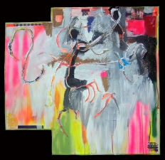 Shari Schemmel pieced paper mixed media collage on pieced paper