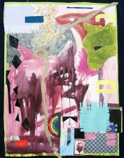 Shari Schemmel pink dream / pink nightmare mixed media collage on paper