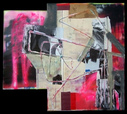 Shari Schemmel pieced paper mixed media collage on pieced paper