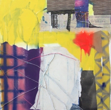 Shari Schemmel feeling florescent mixed media collage on canvas