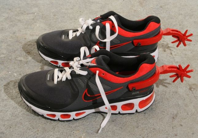 Steve Rossi Frontier Theory and Other Possibilities Cowboy spurs and Nike Airmax running shoes